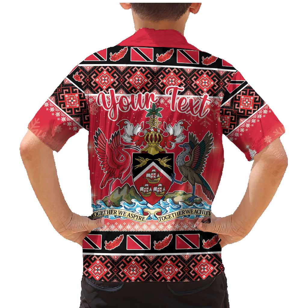 Personalized Trinidad and Tobago Christmas Family Matching Mermaid Dress and Hawaiian Shirt Coat Of Arms Seamless Pattern - Wonder Print Shop