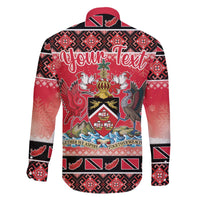 Personalized Trinidad and Tobago Christmas Family Matching Off The Shoulder Long Sleeve Dress and Hawaiian Shirt Coat Of Arms Seamless Pattern - Wonder Print Shop