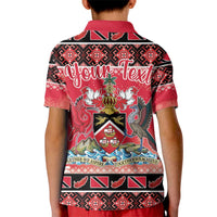 Personalized Trinidad and Tobago Christmas Kid Polo Shirt Coat Of Arms Seamless Pattern - Wonder Print Shop