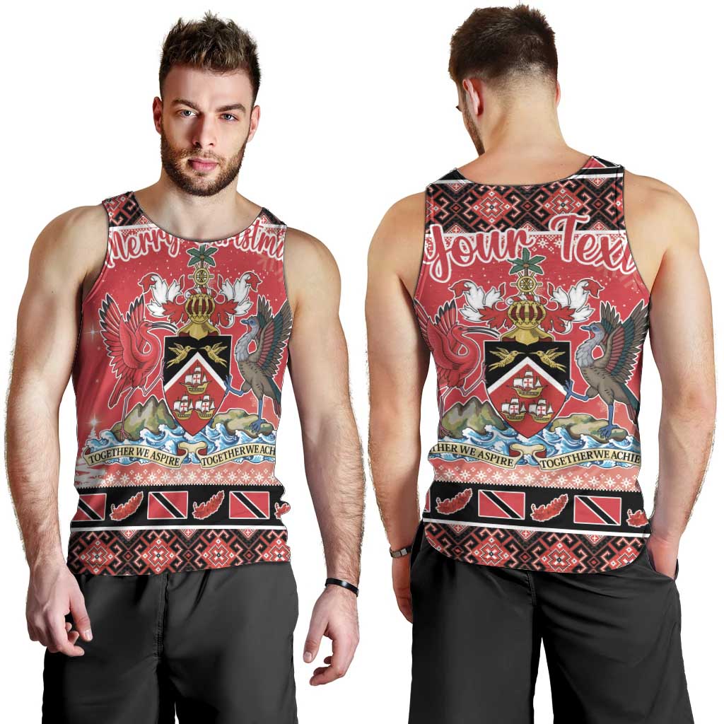 Personalized Trinidad and Tobago Christmas Men Tank Top Coat Of Arms Seamless Pattern - Wonder Print Shop