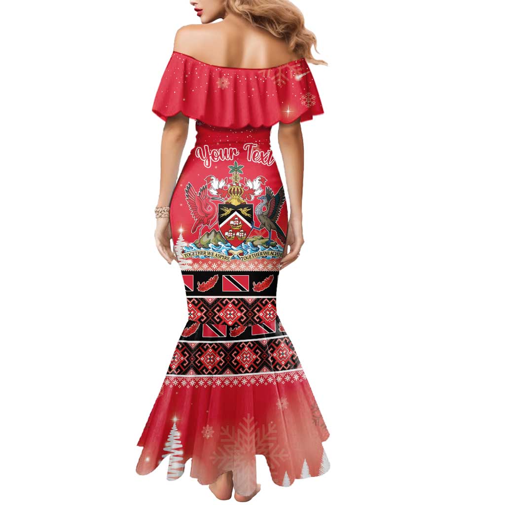 Personalized Trinidad and Tobago Christmas Mermaid Dress Coat Of Arms Seamless Pattern - Wonder Print Shop