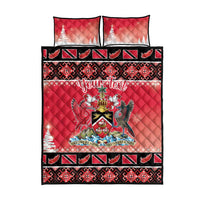 Personalized Trinidad and Tobago Christmas Quilt Bed Set Coat Of Arms Seamless Pattern - Wonder Print Shop