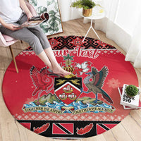 Personalized Trinidad and Tobago Christmas Round Carpet Coat Of Arms Seamless Pattern