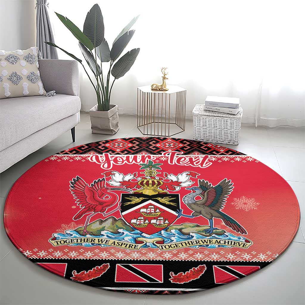 Personalized Trinidad and Tobago Christmas Round Carpet Coat Of Arms Seamless Pattern