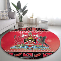 Personalized Trinidad and Tobago Christmas Round Carpet Coat Of Arms Seamless Pattern
