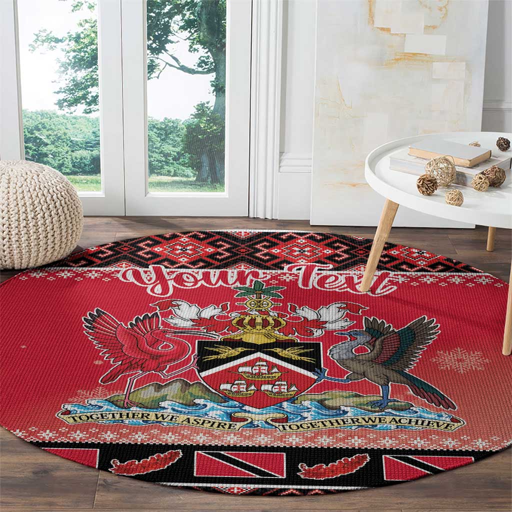 Personalized Trinidad and Tobago Christmas Round Carpet Coat Of Arms Seamless Pattern