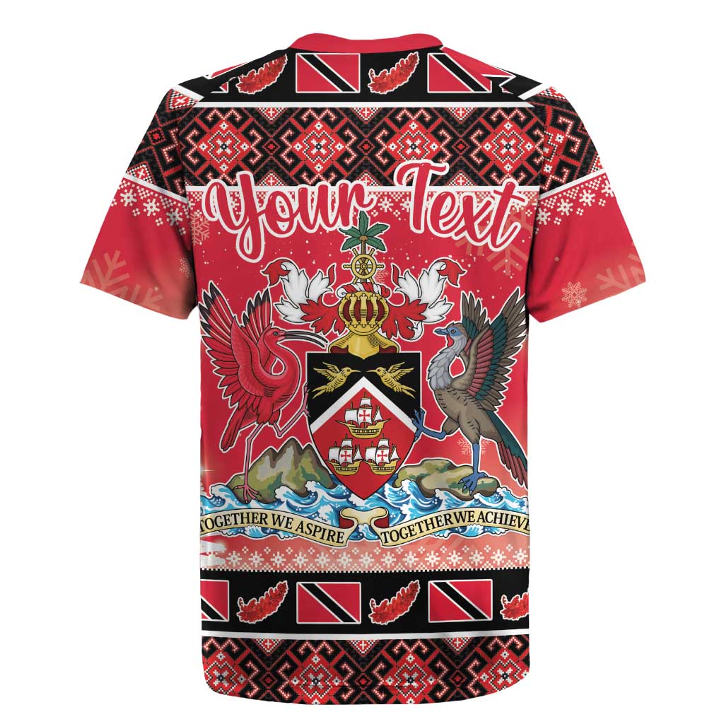 Personalized Trinidad and Tobago Christmas Rugby Jersey Coat Of Arms Seamless Pattern - Wonder Print Shop