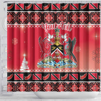 Personalized Trinidad and Tobago Christmas Shower Curtain Coat Of Arms Seamless Pattern
