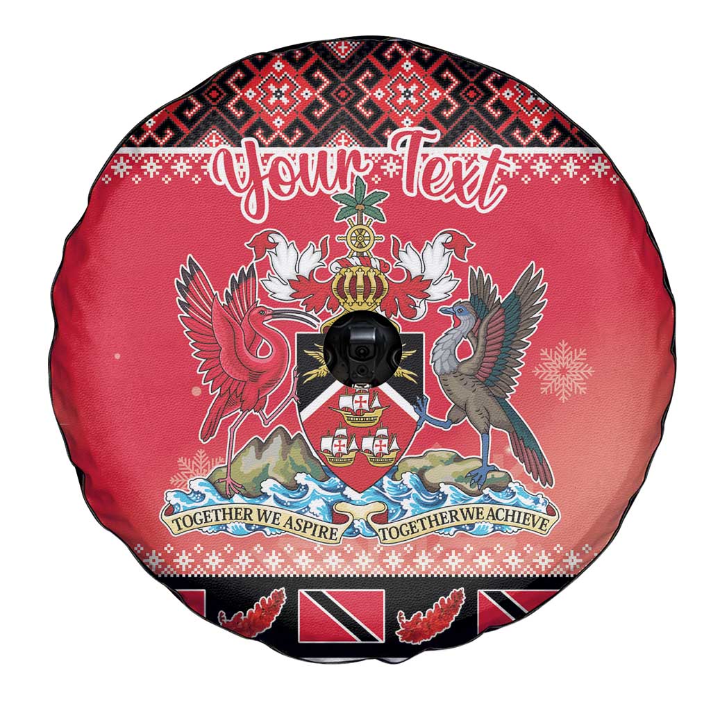 Personalized Trinidad and Tobago Christmas Spare Tire Cover Coat Of Arms Seamless Pattern - Wonder Print Shop