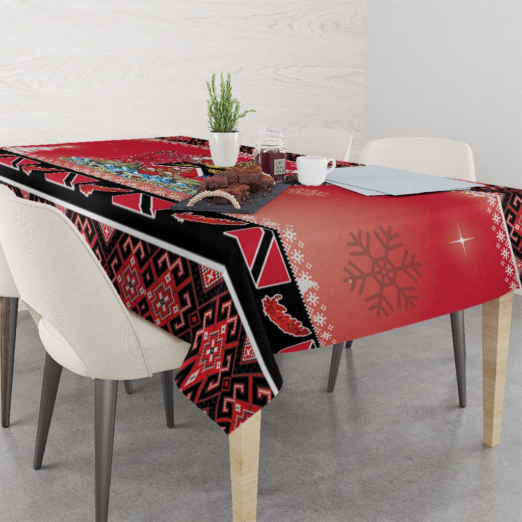 Personalized Trinidad and Tobago Christmas Tablecloth Coat Of Arms Seamless Pattern - Wonder Print Shop