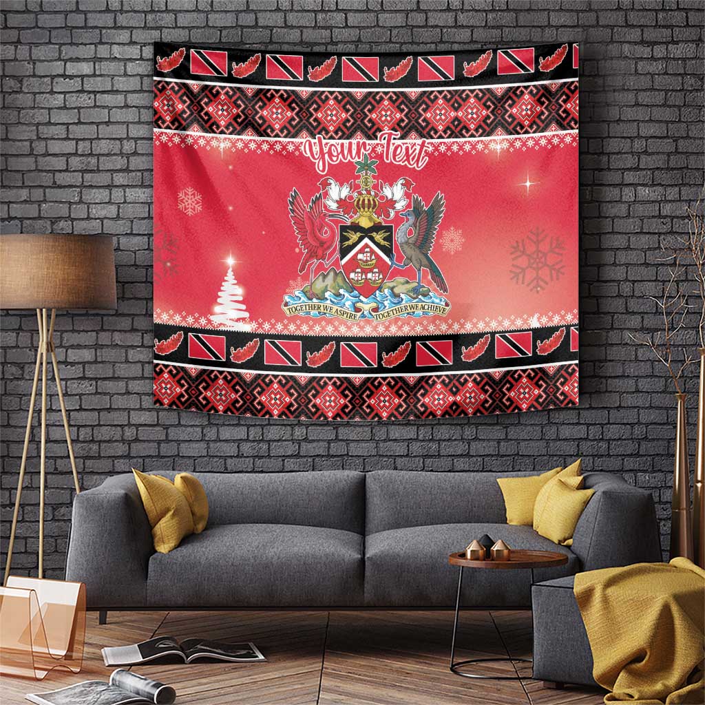 Personalized Trinidad and Tobago Christmas Tapestry Coat Of Arms Seamless Pattern - Wonder Print Shop