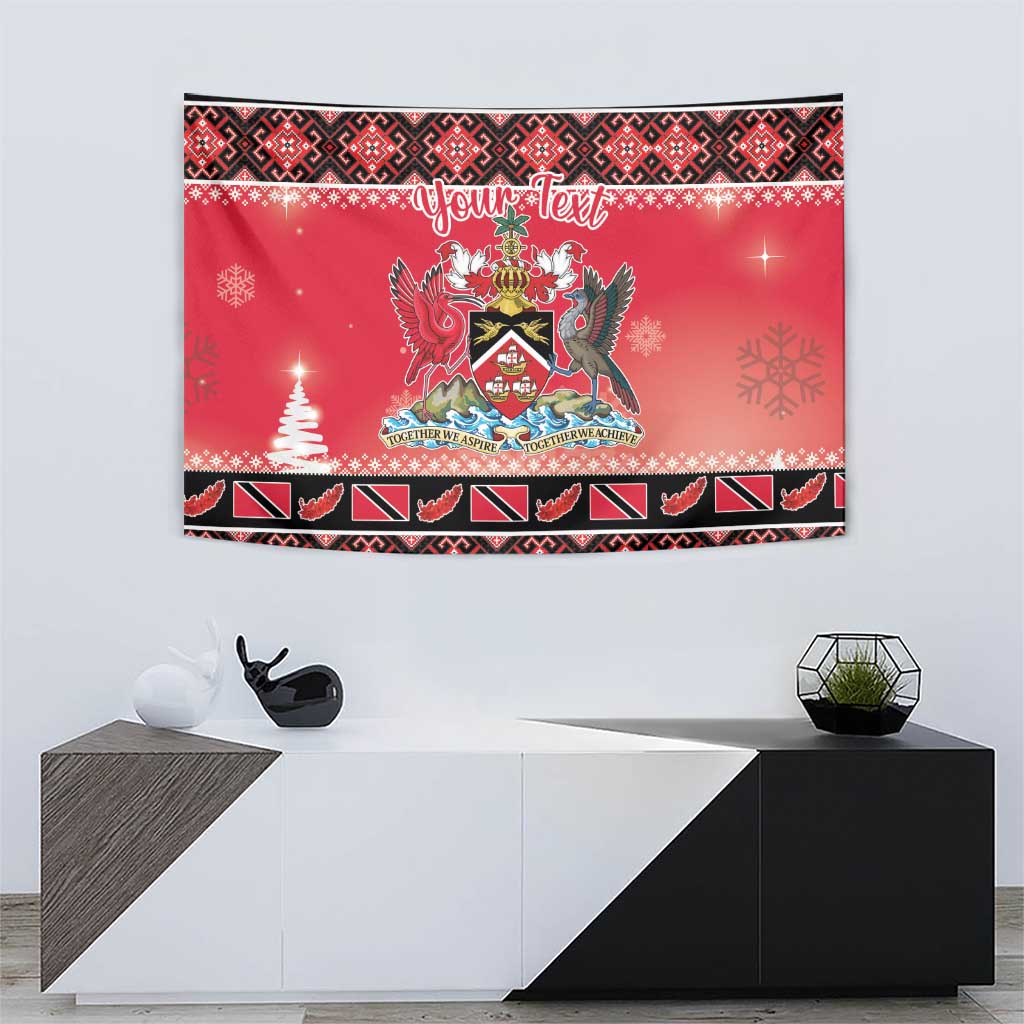 Personalized Trinidad and Tobago Christmas Tapestry Coat Of Arms Seamless Pattern - Wonder Print Shop