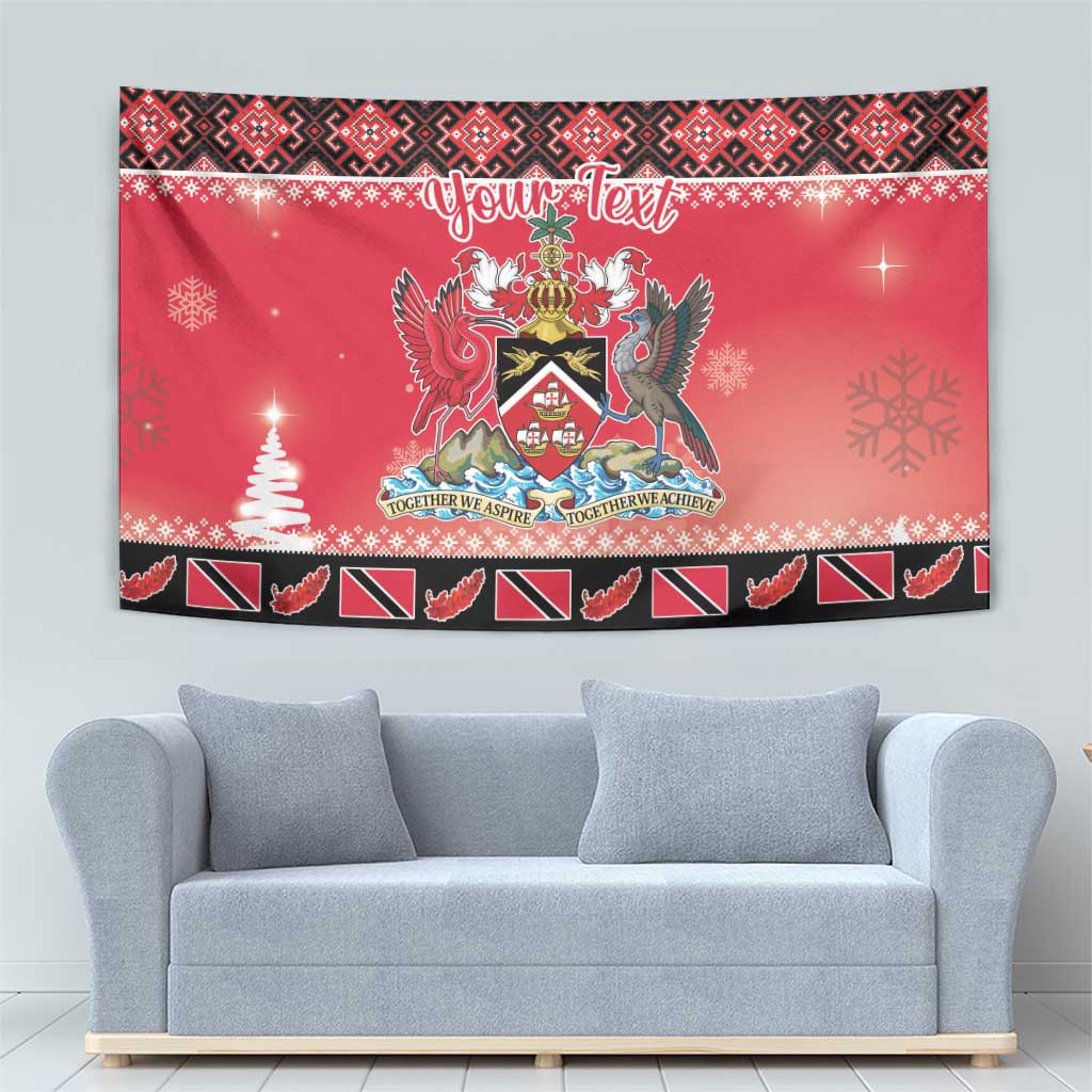 Personalized Trinidad and Tobago Christmas Tapestry Coat Of Arms Seamless Pattern - Wonder Print Shop