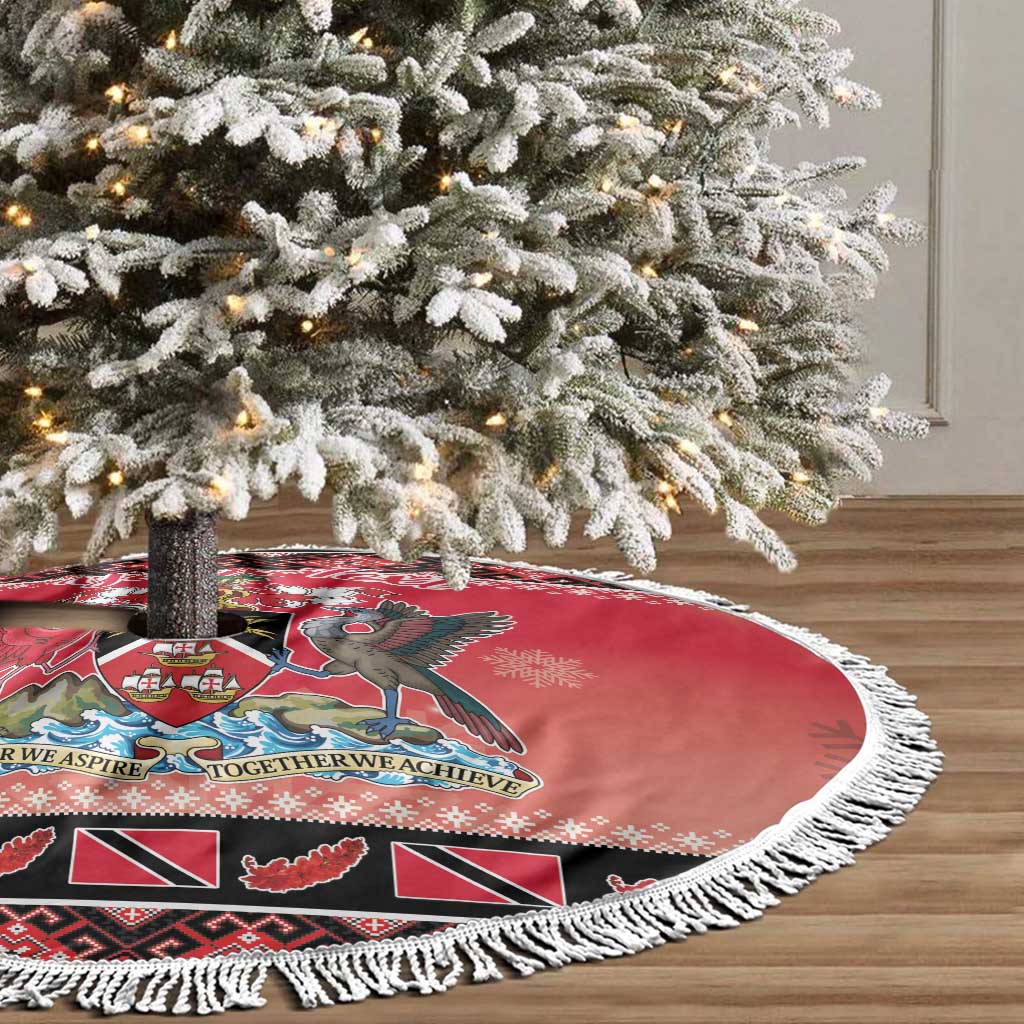 Personalized Trinidad and Tobago Christmas Tree Skirt Coat Of Arms Seamless Pattern - Wonder Print Shop