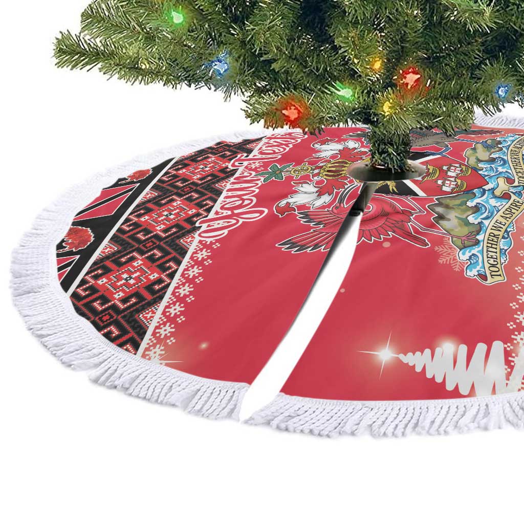 Personalized Trinidad and Tobago Christmas Tree Skirt Coat Of Arms Seamless Pattern - Wonder Print Shop