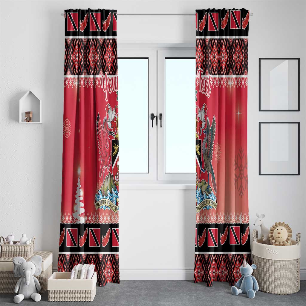Personalized Trinidad and Tobago Christmas Window Curtain Coat Of Arms Seamless Pattern - Wonder Print Shop
