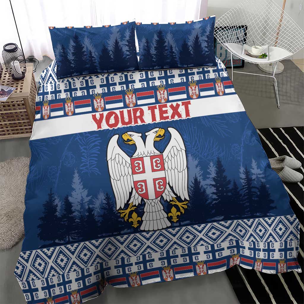 Personalized Serbia Christmas Bedding Set Coat Of Arms - Blue Version - Wonder Print Shop