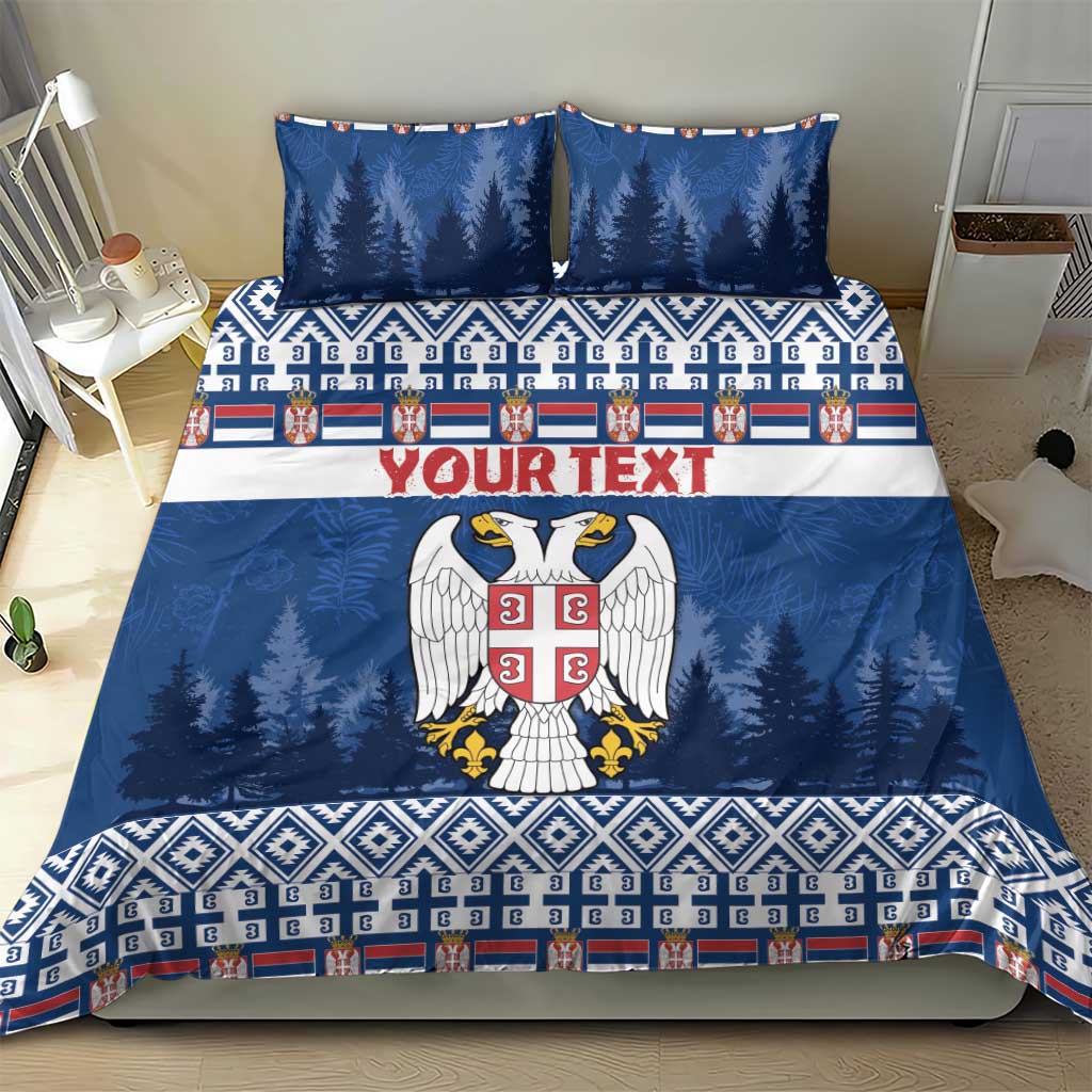 Personalized Serbia Christmas Bedding Set Coat Of Arms - Blue Version - Wonder Print Shop