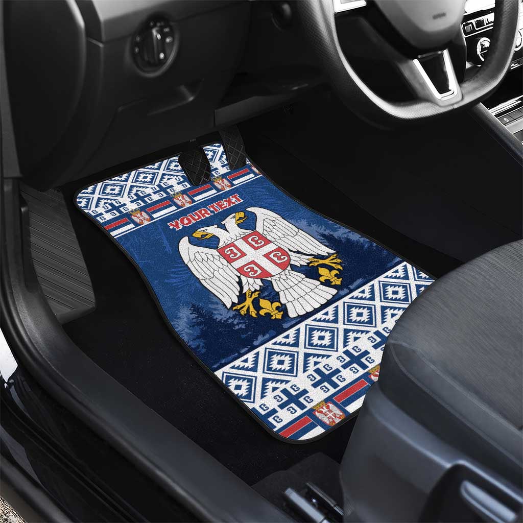 Personalized Serbia Christmas Car Mats Coat Of Arms - Blue Version - Wonder Print Shop