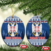Personalized Serbia Christmas Ceramic Ornament Coat Of Arms - Blue Version - Wonder Print Shop