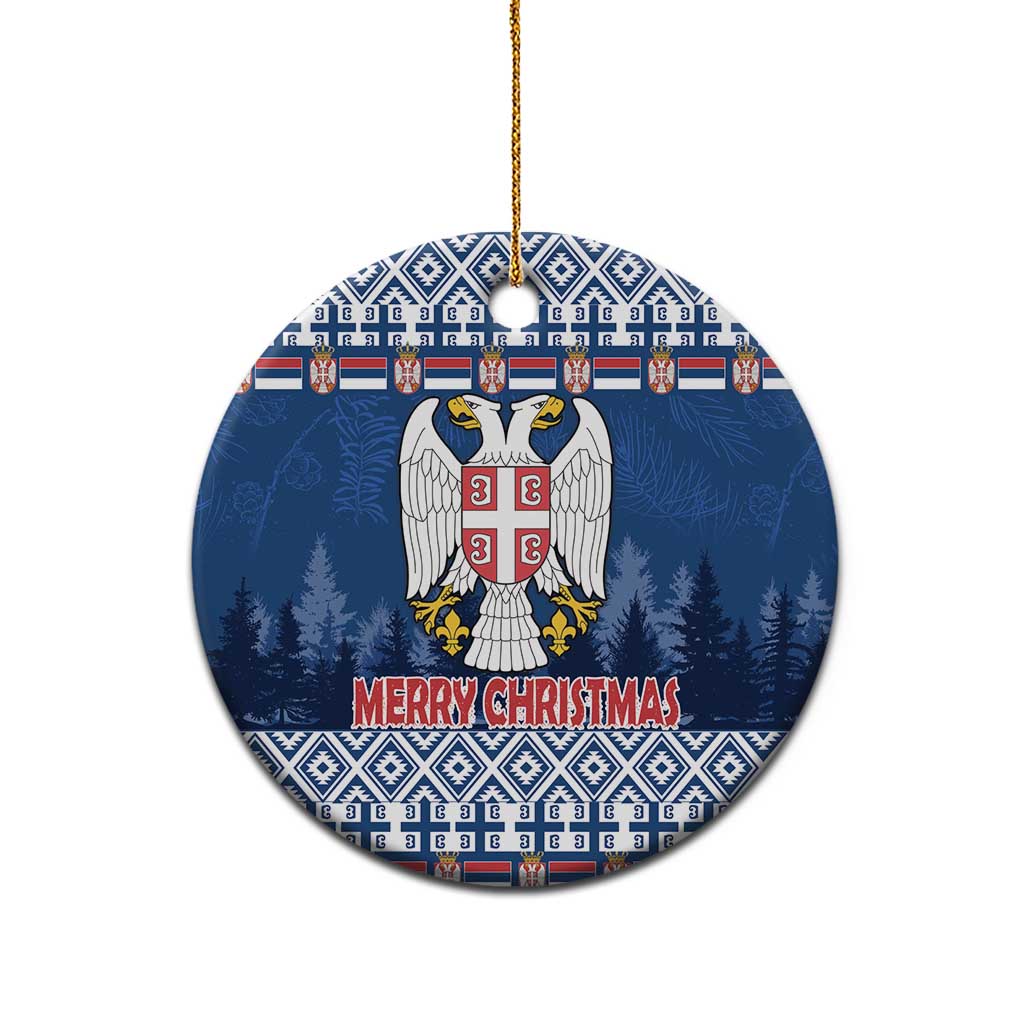 Personalized Serbia Christmas Ceramic Ornament Coat Of Arms - Blue Version - Wonder Print Shop