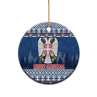Personalized Serbia Christmas Ceramic Ornament Coat Of Arms - Blue Version - Wonder Print Shop