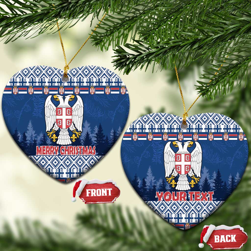 Personalized Serbia Christmas Ceramic Ornament Coat Of Arms - Blue Version - Wonder Print Shop