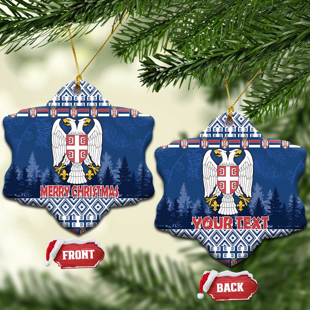 Personalized Serbia Christmas Ceramic Ornament Coat Of Arms - Blue Version - Wonder Print Shop
