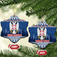 Personalized Serbia Christmas Ceramic Ornament Coat Of Arms - Blue Version - Wonder Print Shop