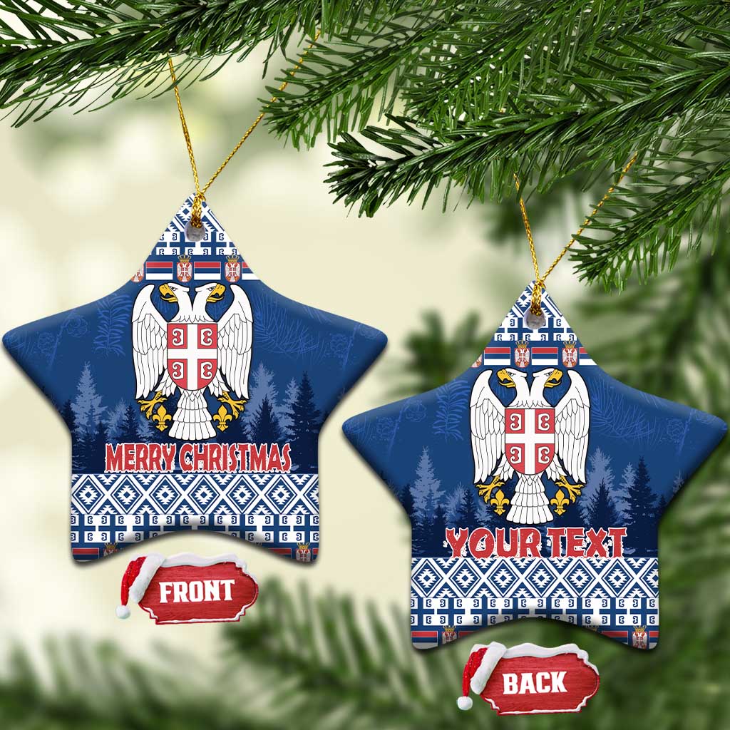 Personalized Serbia Christmas Ceramic Ornament Coat Of Arms - Blue Version - Wonder Print Shop