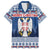 Personalized Serbia Christmas Family Matching Off Shoulder Maxi Dress and Hawaiian Shirt Coat Of Arms - Blue Version - Wonder Print Shop