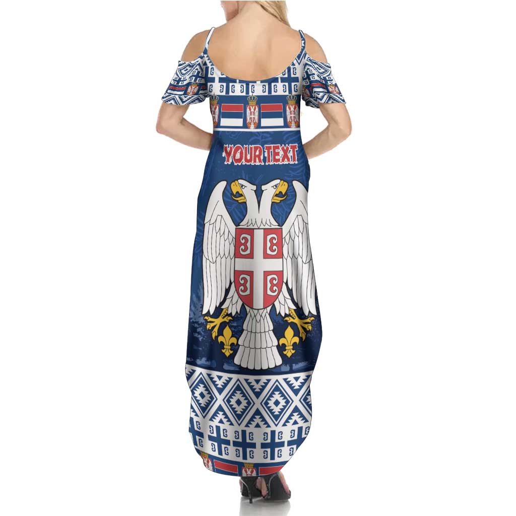 Personalized Serbia Christmas Family Matching Summer Maxi Dress and Hawaiian Shirt Coat Of Arms - Blue Version - Wonder Print Shop