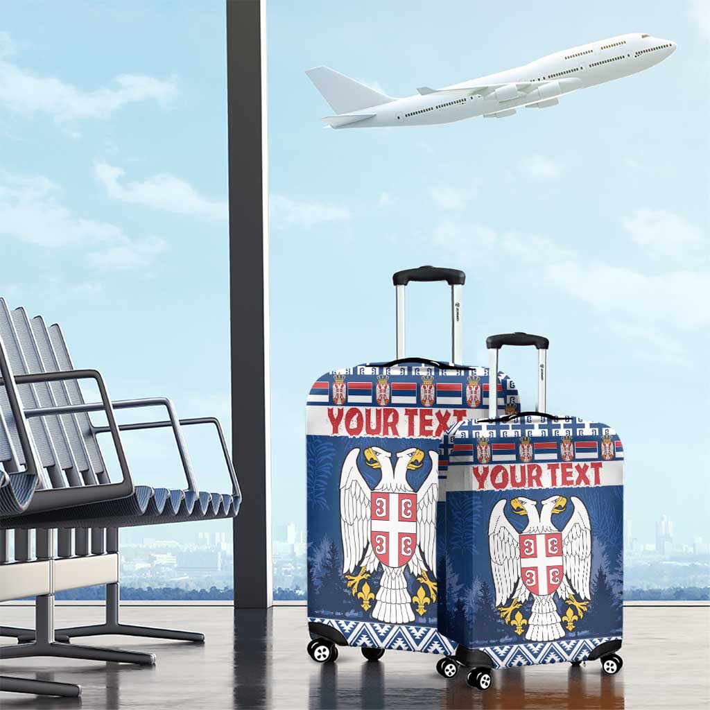 Personalized Serbia Christmas Luggage Cover Coat Of Arms - Blue Version - Wonder Print Shop