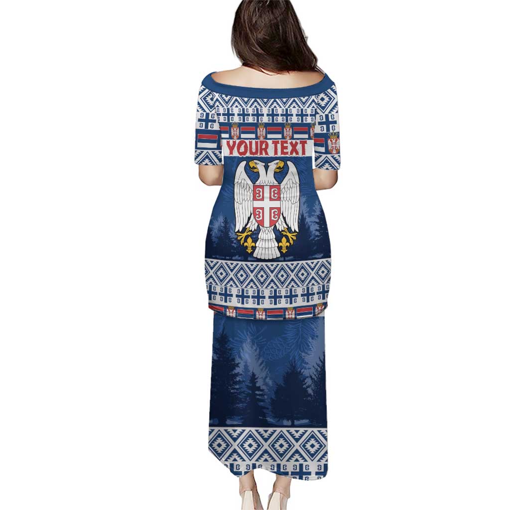 Personalized Serbia Christmas Puletasi Coat Of Arms - Blue Version - Wonder Print Shop