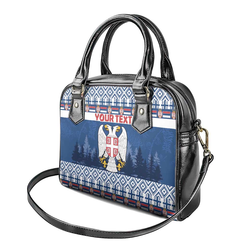Personalized Serbia Christmas Shoulder Handbag Coat Of Arms - Blue Version