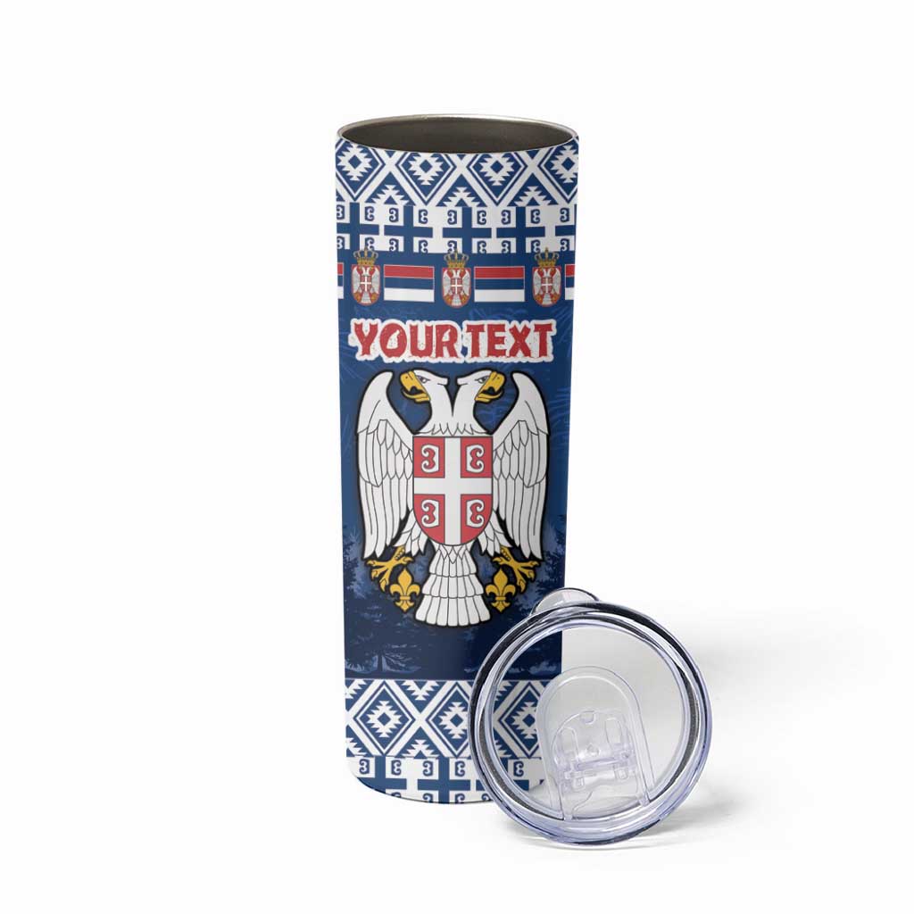 Personalized Serbia Christmas Skinny Tumbler Coat Of Arms - Blue Version - Wonder Print Shop