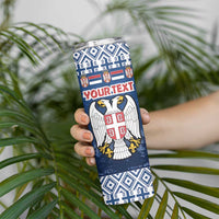 Personalized Serbia Christmas Skinny Tumbler Coat Of Arms - Blue Version - Wonder Print Shop