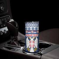 Personalized Serbia Christmas Skinny Tumbler Coat Of Arms - Blue Version - Wonder Print Shop