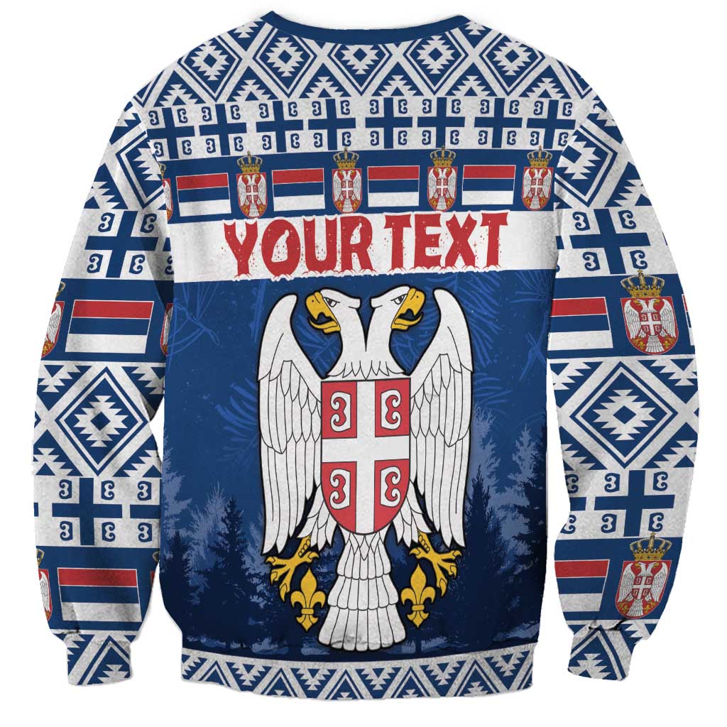Personalized Serbia Christmas Sweatshirt Coat Of Arms - Blue Version - Wonder Print Shop
