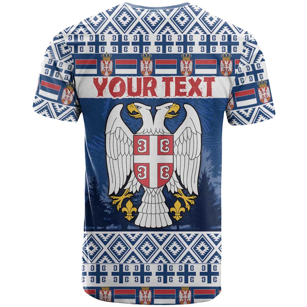 Personalized Serbia Christmas T Shirt Coat Of Arms - Blue Version - Wonder Print Shop