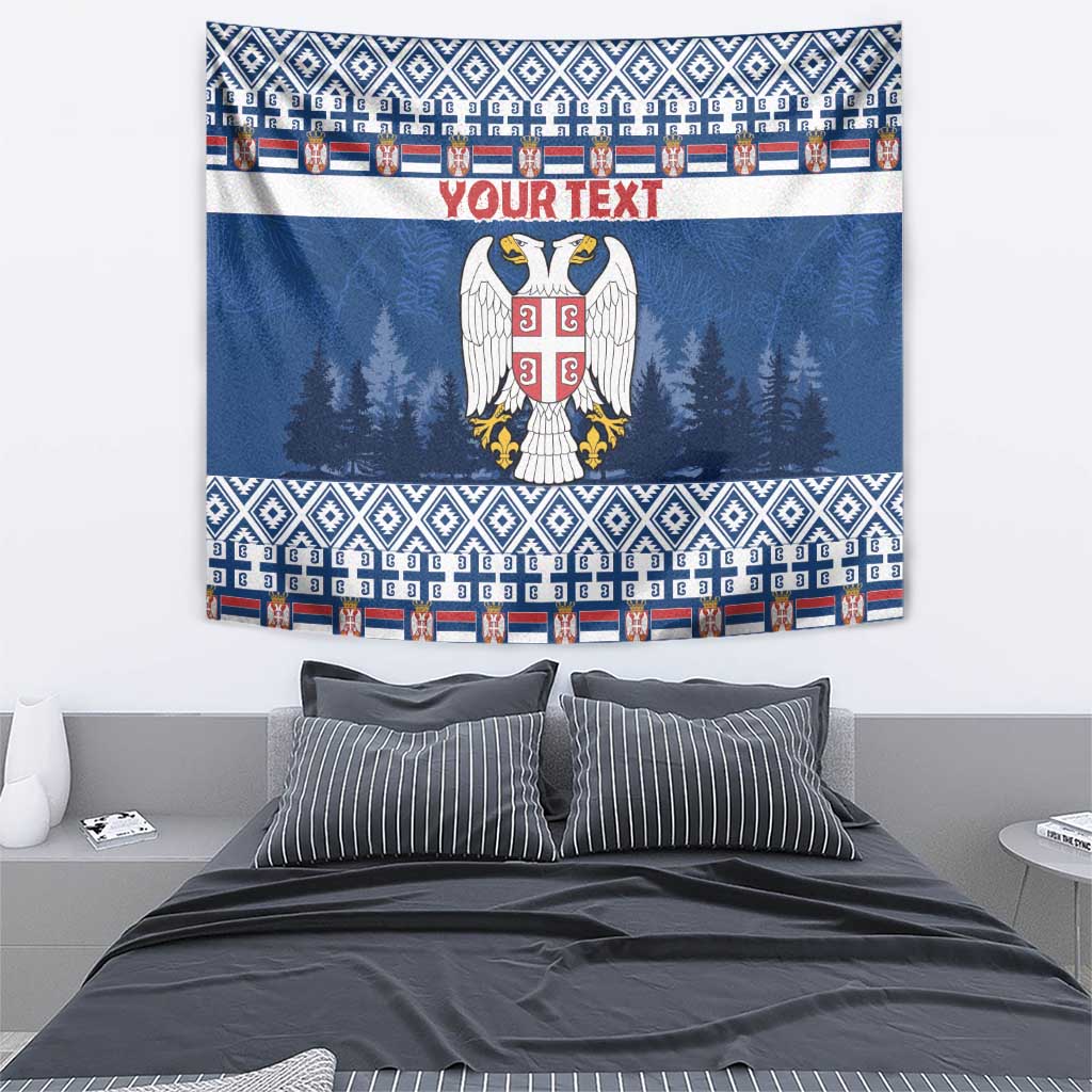 Personalized Serbia Christmas Tapestry Coat Of Arms - Blue Version - Wonder Print Shop