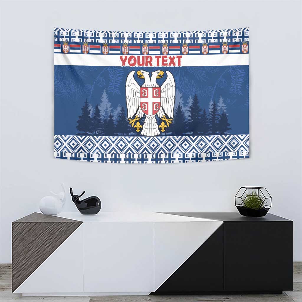 Personalized Serbia Christmas Tapestry Coat Of Arms - Blue Version - Wonder Print Shop
