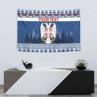 Personalized Serbia Christmas Tapestry Coat Of Arms - Blue Version - Wonder Print Shop