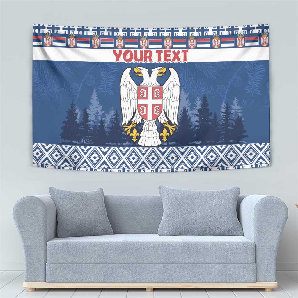 Personalized Serbia Christmas Tapestry Coat Of Arms - Blue Version - Wonder Print Shop
