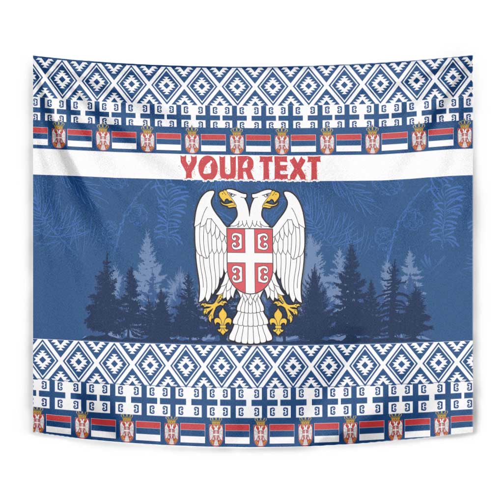 Personalized Serbia Christmas Tapestry Coat Of Arms - Blue Version - Wonder Print Shop