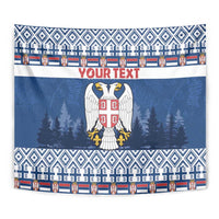 Personalized Serbia Christmas Tapestry Coat Of Arms - Blue Version - Wonder Print Shop