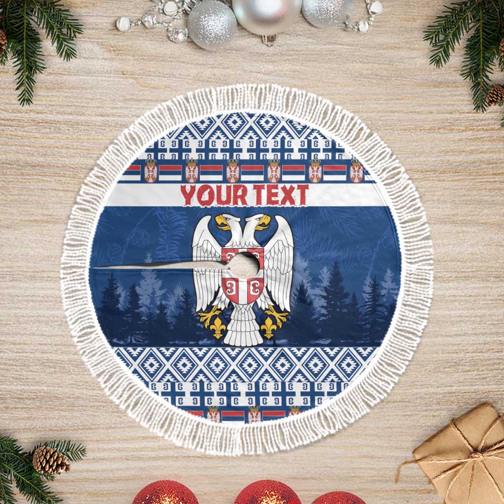 Personalized Serbia Christmas Tree Skirt Coat Of Arms - Blue Version - Wonder Print Shop