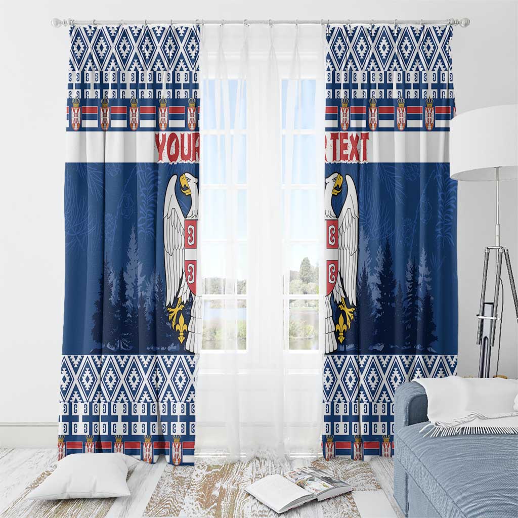 Personalized Serbia Christmas Window Curtain Coat Of Arms - Blue Version - Wonder Print Shop