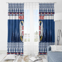 Personalized Serbia Christmas Window Curtain Coat Of Arms - Blue Version - Wonder Print Shop