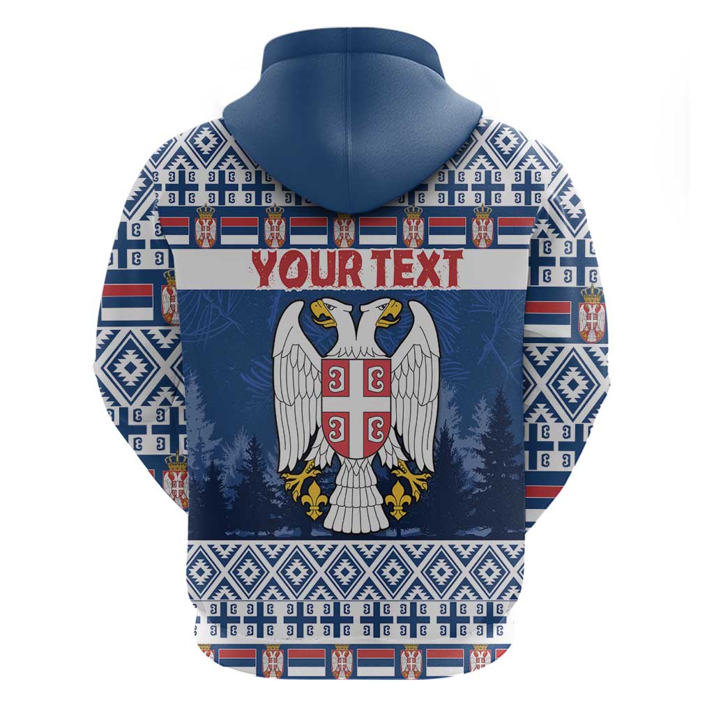 Personalized Serbia Christmas Zip Hoodie Coat Of Arms - Blue Version - Wonder Print Shop